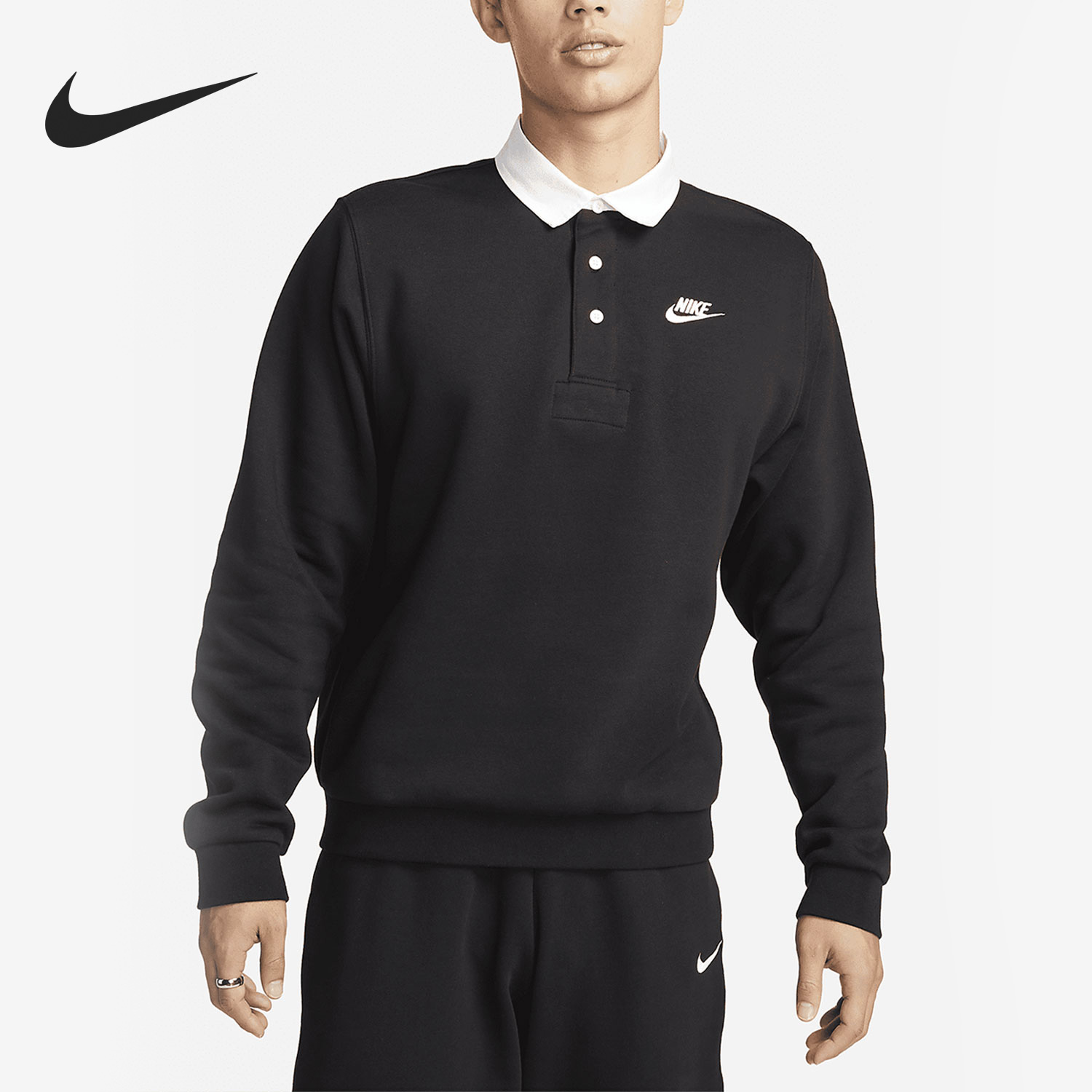 Nike/耐克正品春季新款男子休闲加绒运动翻领卫衣DX0538-010