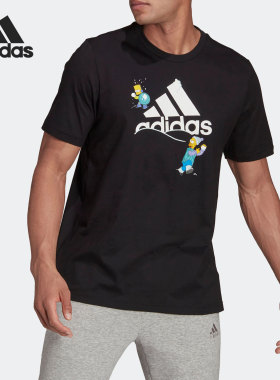 Adidas/阿迪达斯正品秋圆领针织男子运动休闲短袖T恤 GS6314