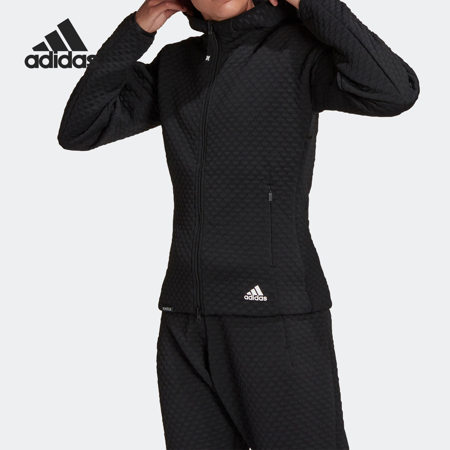 Adidas/阿迪达斯正品新款女子运动休闲训练连帽衫夹克外套GT3719