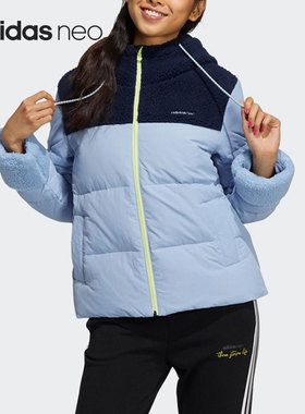Adidas/阿迪达斯正品NEO冬新款女子运动休闲保暖连帽羽绒服H18626