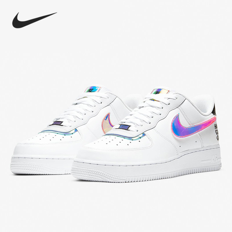 Nike/耐克正品Air Force1 AF1白镭射 纯白电玩像素空军板鞋DC0710