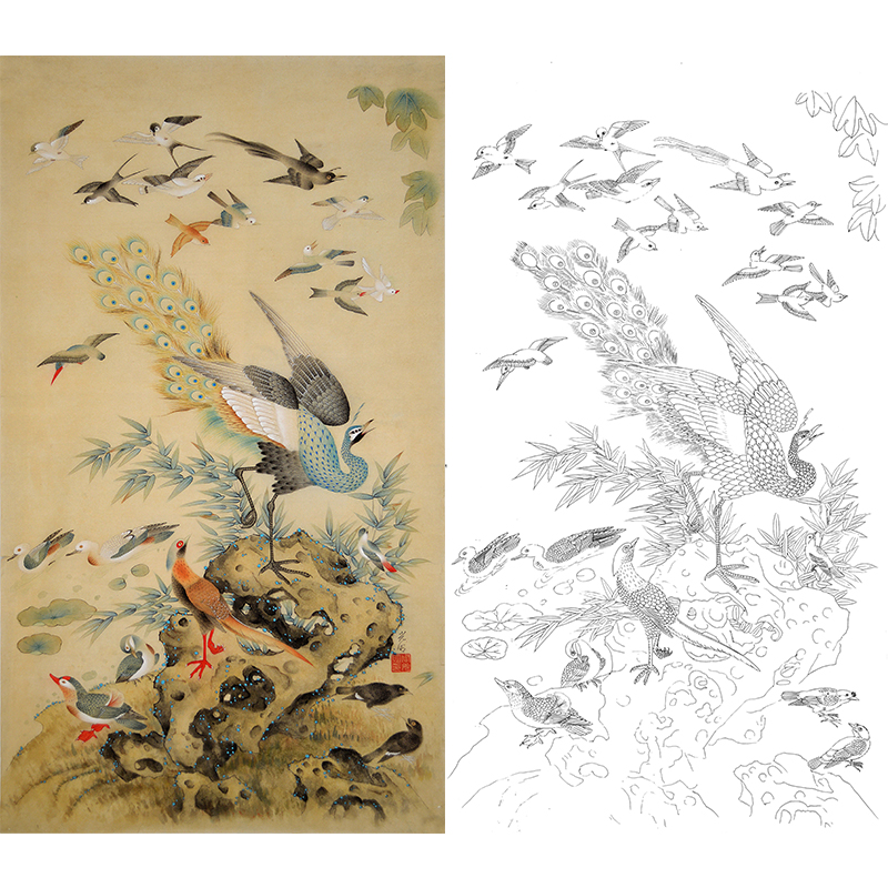 实物不能直接上色工笔画白描底稿