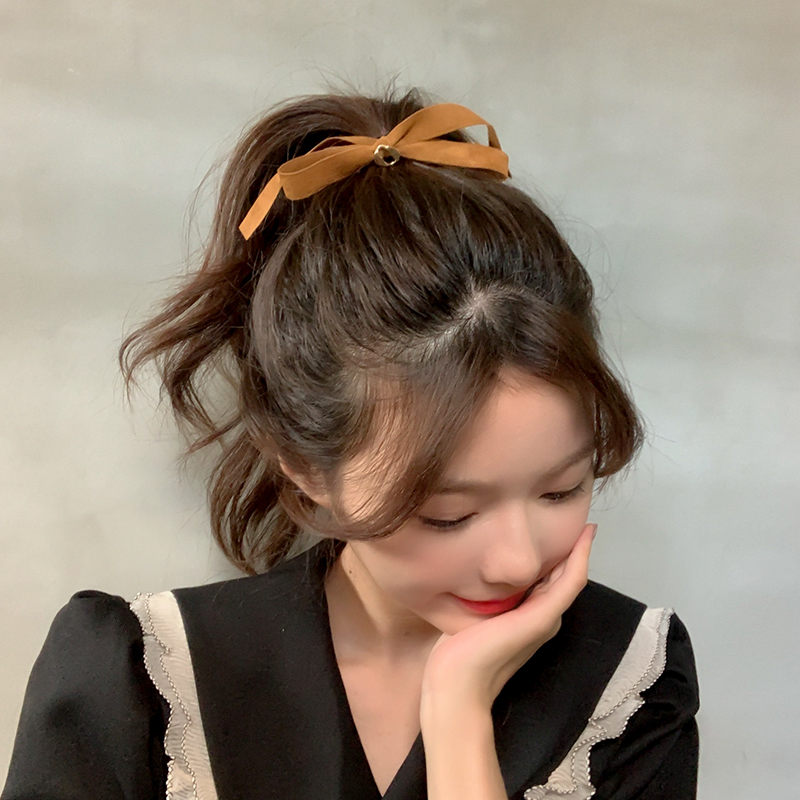 蝴蝶结飘带发圈秋冬新款甜美百搭流苏绑发发绳皮筋扎头绳头饰韩版