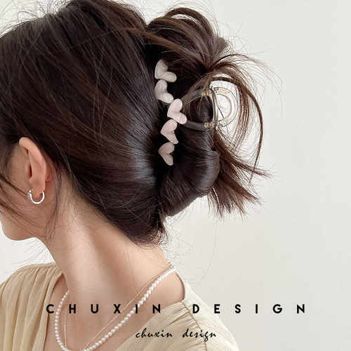 爱心清夏冰透抓夹发夹高级感