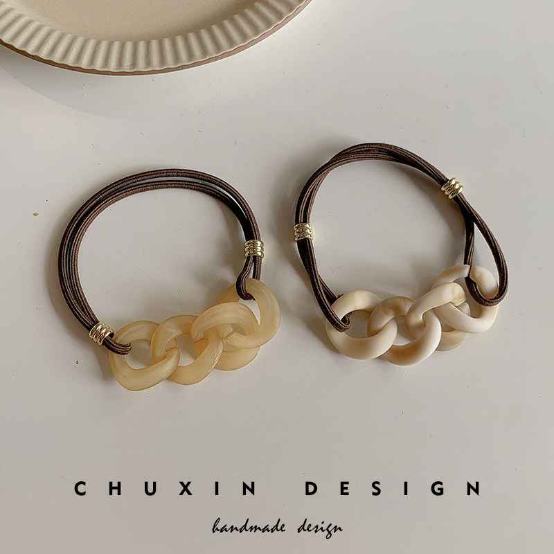 奶茶色气质简约链条发绳网红2024新款高端精致皮筋马尾扎头绳发圈,饰品/流行首饰/时尚饰品新,发饰,淘宝优惠券,粉丝福利购,淘宝优惠卷