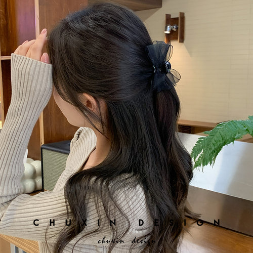 初心cx抓夹日韩轻纱蝴蝶结发夹