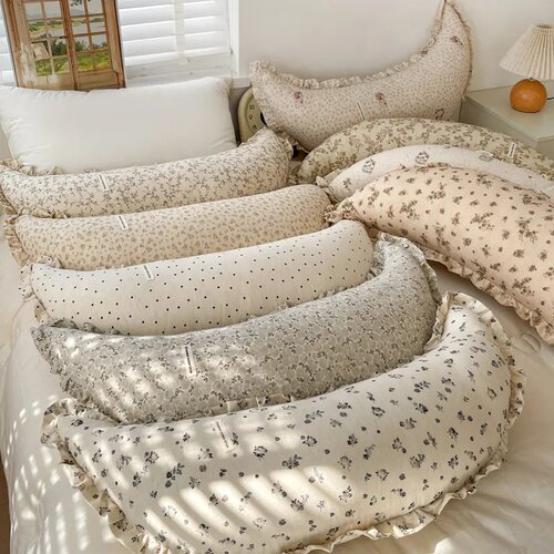 棉麻长条月亮抱枕超软多功能