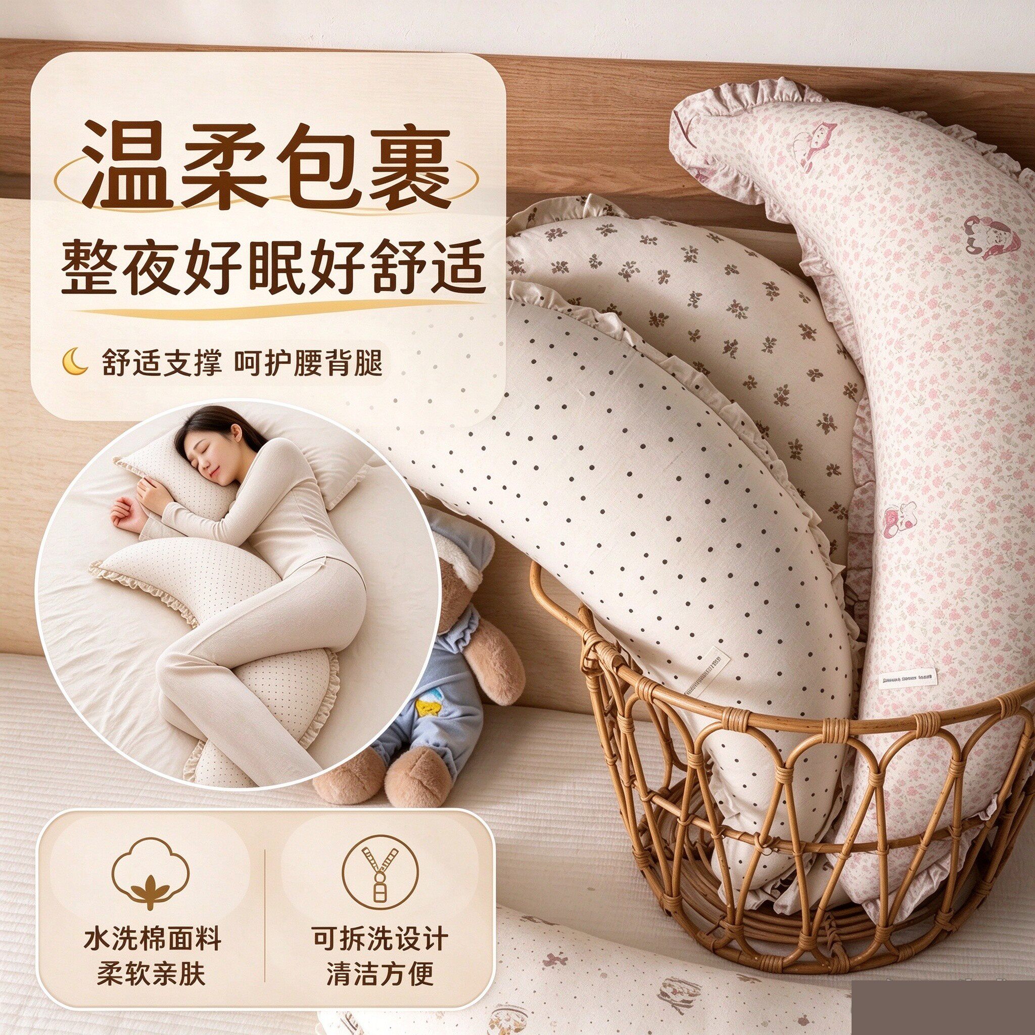 北欧ins棉麻条纹抱枕客厅沙发靠背星星月亮创意靠枕民宿床头靠垫