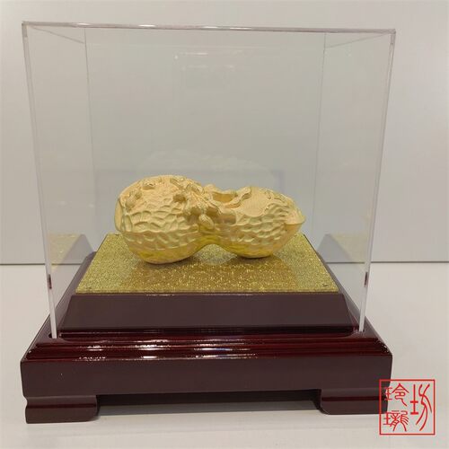 绒沙金黄金摆件金银招财富贵一生花生摆放客厅送礼朋友现代祝福