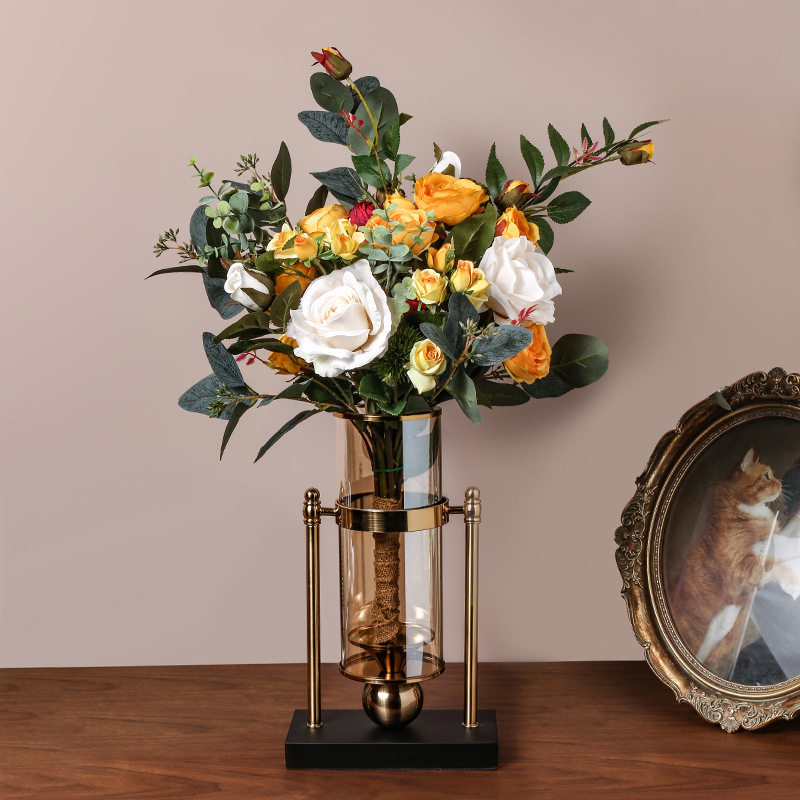 轻奢仿真花花束 花瓶花艺组合客厅餐桌布置高档假花装饰花艺