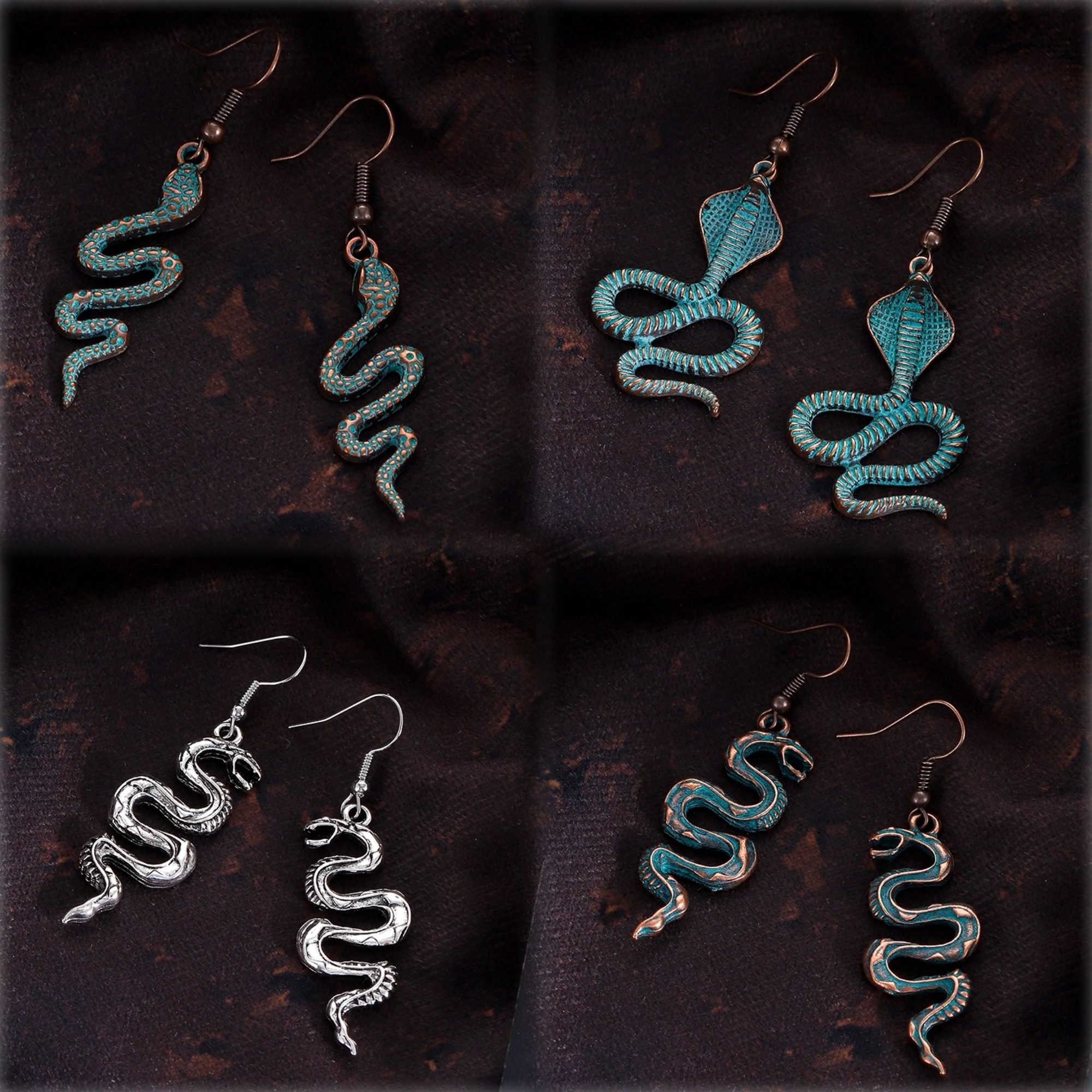 复古民族风长款耳环蛇形耳饰个性夸张蛇年本命年旅拍耳夹无耳洞女