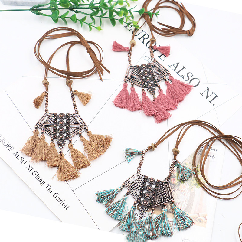 朵玮  原创手作复古夸张波西米亚舞蹈表演几何菱形流苏项链颈圈在类目 饰品/流行首饰/时尚饰品新, 项链中 - 来自Buy2taobao.com提供专业的淘宝代购服务