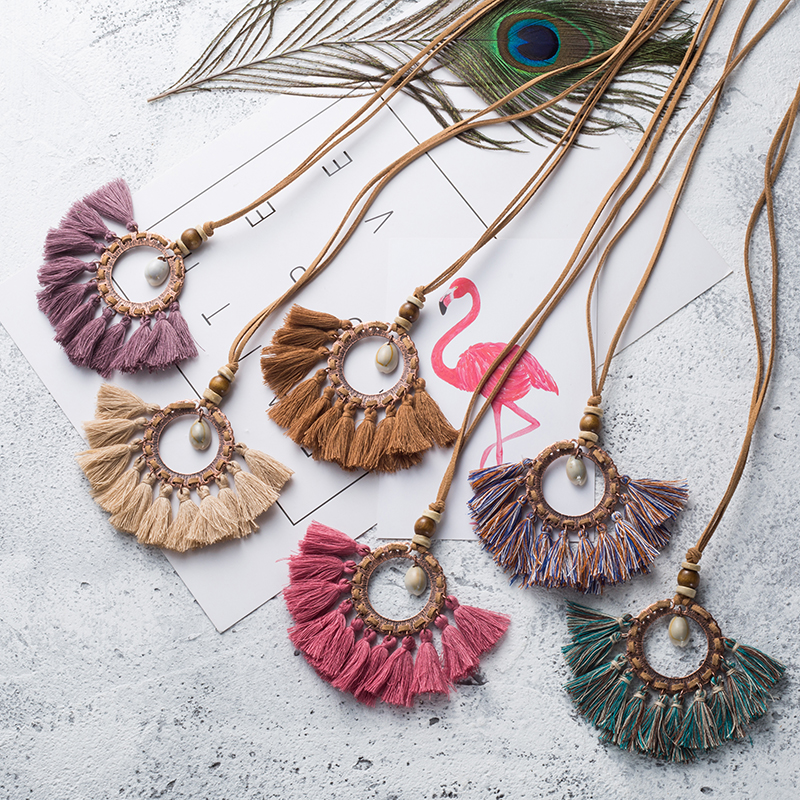 朵玮 原创手作波西米亚度假风嬉皮士音乐节装扮天然贝壳流苏项链|ruв категории Украшения,ювелирные изделия, ожерелье - от Buy2taobao.com для оказания профессиональной услуги покупки агента Taobao