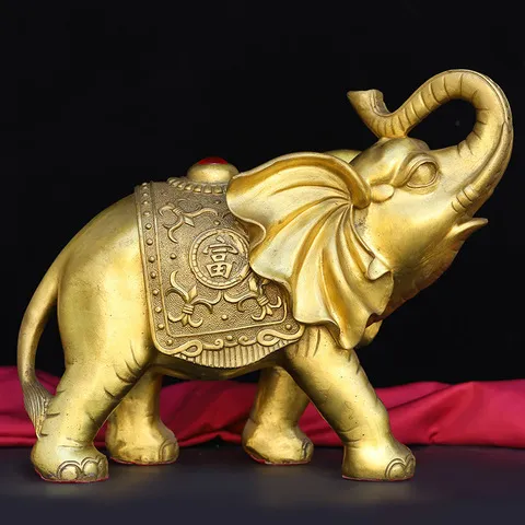 上带对象办公黄铜象家居摆件工艺品大象红钻象黄铜古韵斋身