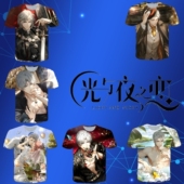 光与夜之恋查理苏狮心掠城游戏周边短袖 潮流情侣装 宽松衣服COST恤