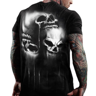 2026夏季外贸骷髅头新款潮流男士凶狠短袖3DT恤短袖T恤