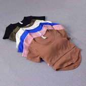 一体杯胸垫透气排汗紧身健身短袖 运动T恤上衣瑜伽服舒适跑步训练