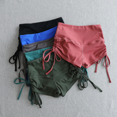 紧身提臀翘臂弹力修身 裤 子健身跑步短裤 高腰拉绳运动性感短裤 夏季