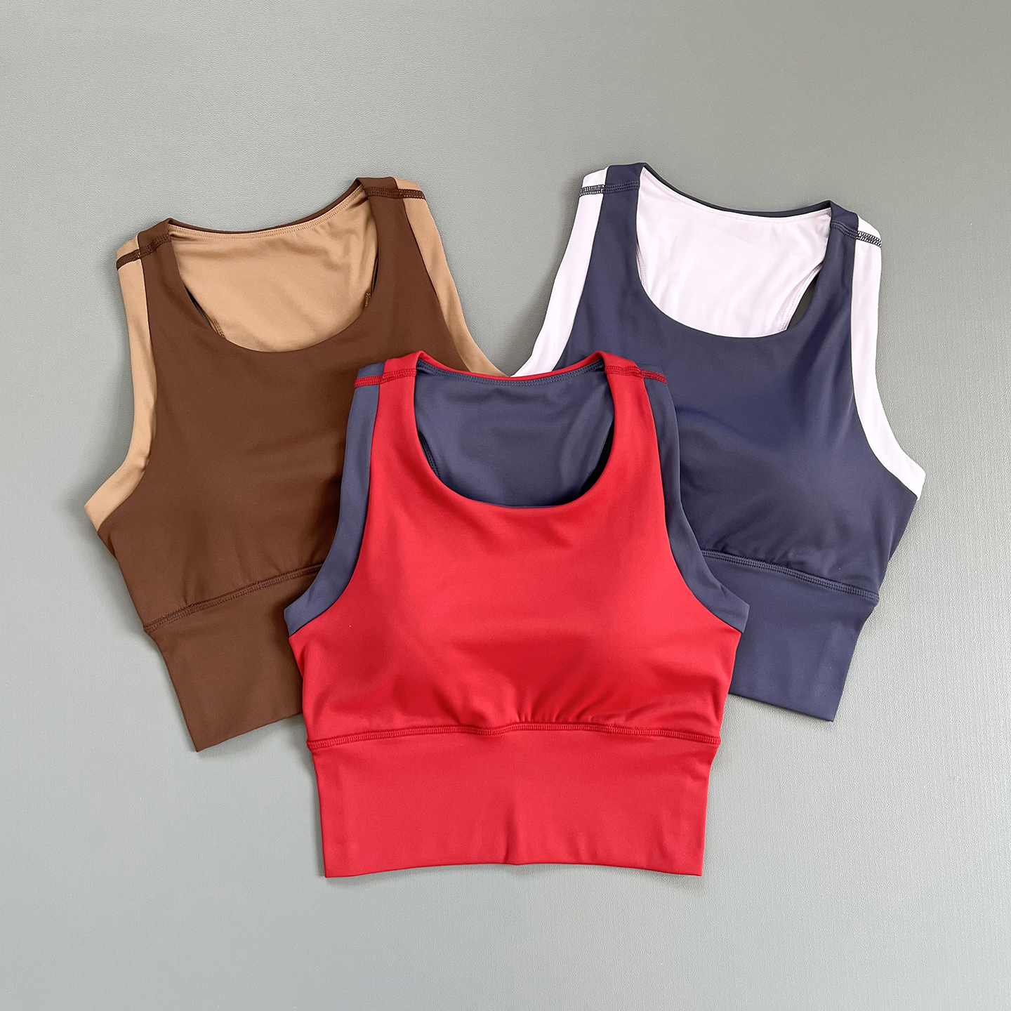防震工字背心运动内衣女外穿一体式撞色健身文胸训练跑步瑜伽服秋