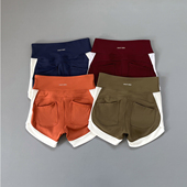 外穿透气休闲 网红提臀速干瑜伽三分裤 高腰撞色运动短裤 女健身夏季