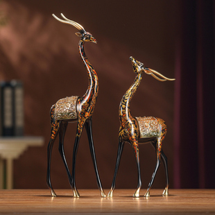 黄铜工艺品大漆灵鹿摆件创意泰式风格家居装饰摆设乔迁礼品