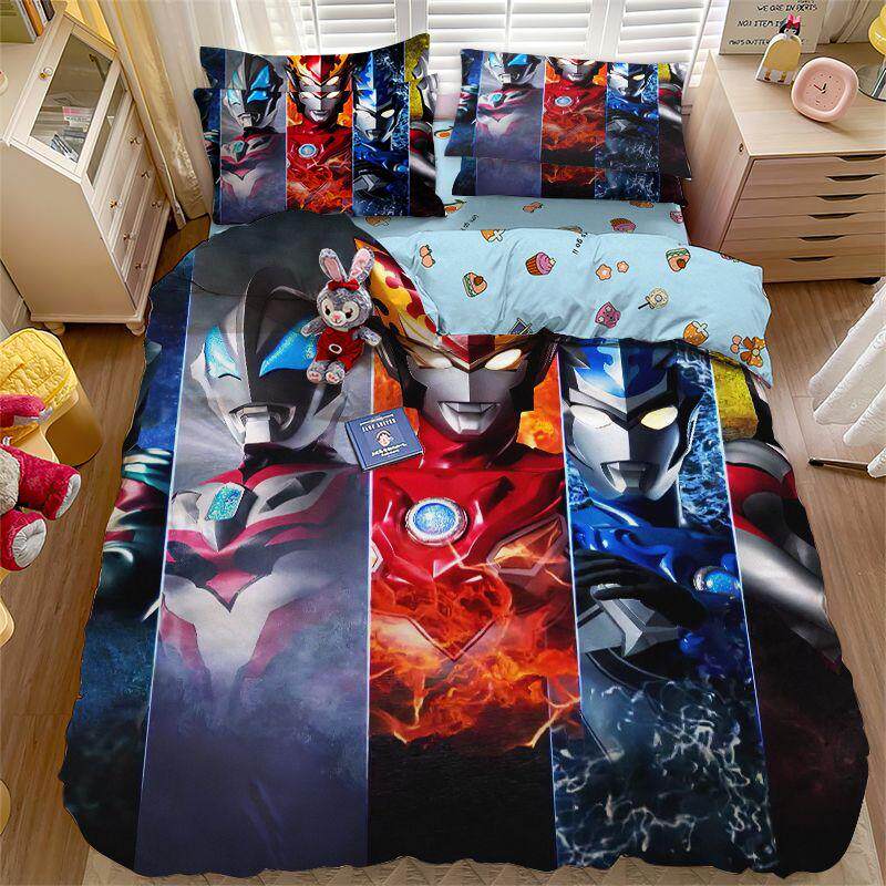 全棉卡通奥特曼四件套纯棉男孩床单被套床单儿童3件套1.5床上用品