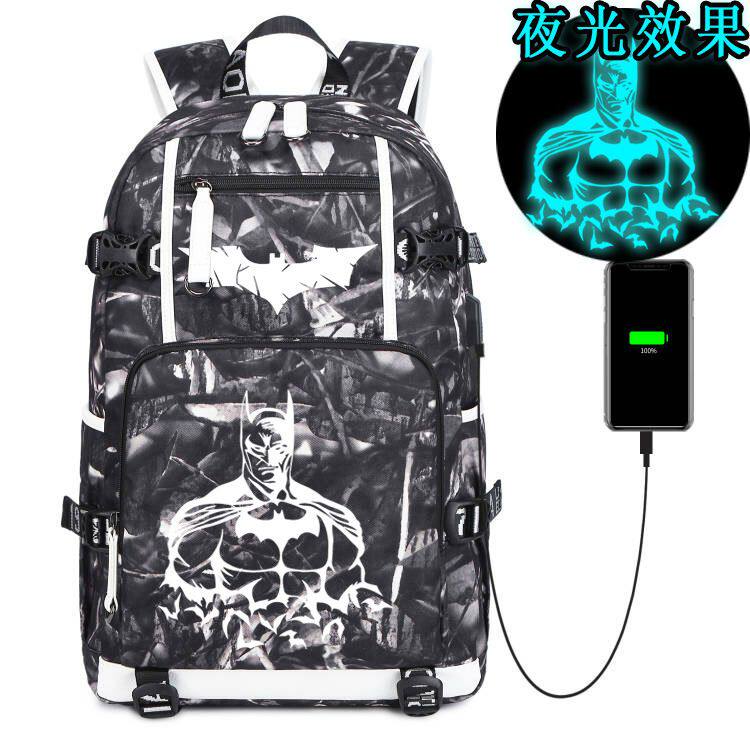 蝙蝠侠周边双肩包外贸个性大容量旅行电脑包中小学生结实潮书包