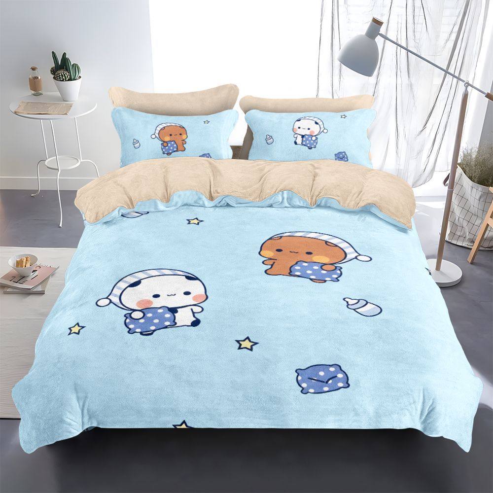 一二布布加绒被套四件套A类防静电卡通儿童学生牛奶绒床单床笠冬