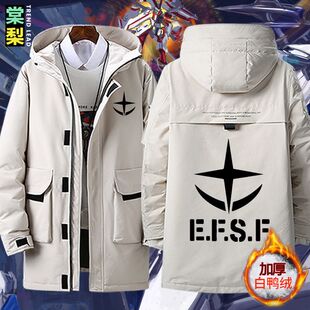 GUNDAM高达天人组织吉恩公国地球联邦logo印花羽绒服冬季潮牌