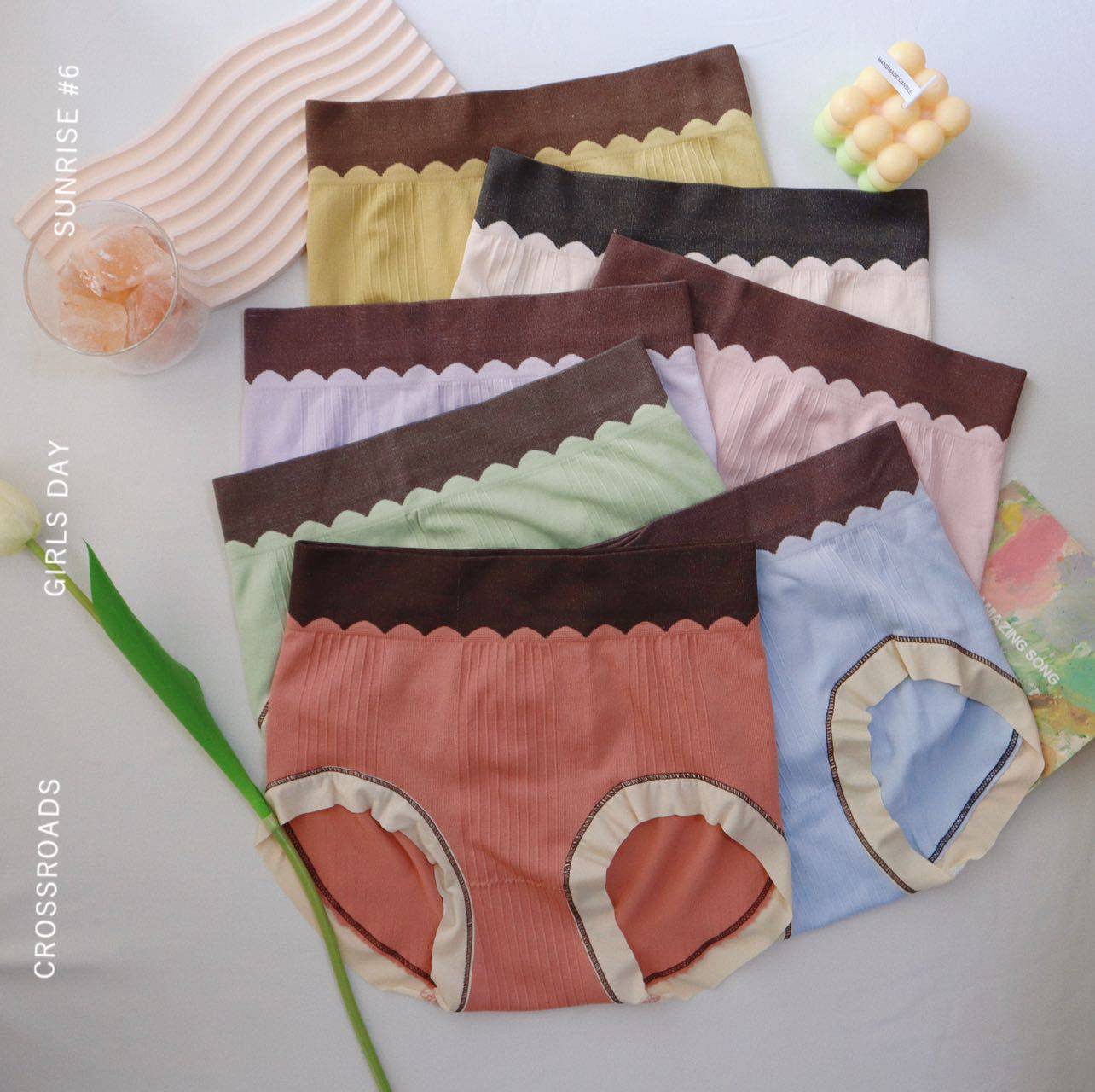 新款5条撞色高腰无缝内裤纯柔软舒适亲肤透气无痕高腰无缝内裤女,女士内衣/男士内衣/家居服,男三角内裤,淘宝优惠券,粉丝福利购,淘宝优惠卷