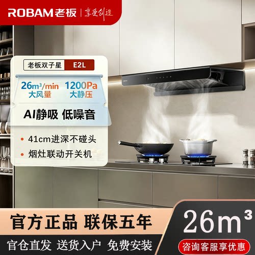 老板油烟机大吸力烟灶联动