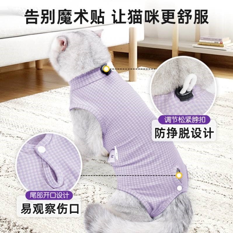 猫咪防挣脱绝育服术后服防舔皮肤病护肚子断奶护理服防掉毛透气棉