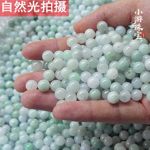 绿白玉珠手链项手串玉石白色圆珠
