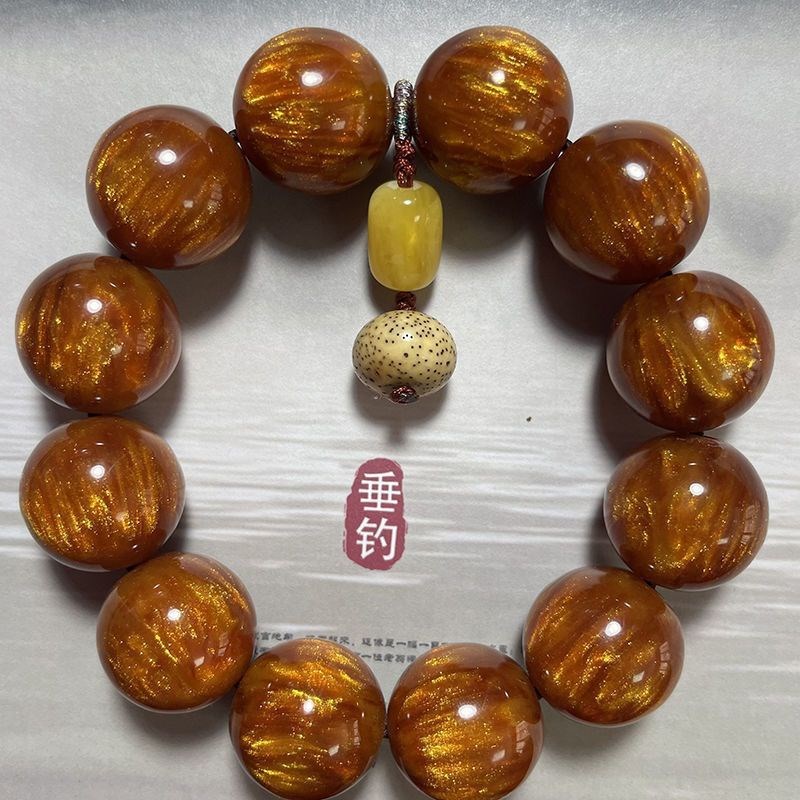 【厂倒闭】二代金丝海柳手串男黑珊瑚G血柳佛珠108颗念珠手链5