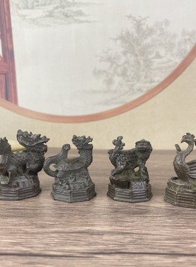 2026仿古四兽摆件 青龙白虎朱雀玄武四方位摆件一套家居工艺品摆