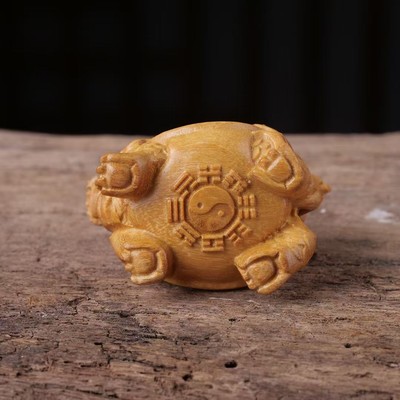 2026天然金檀木雕龙生九子摆件手把件金钱龙龟乌龟文玩檀木雕桌面