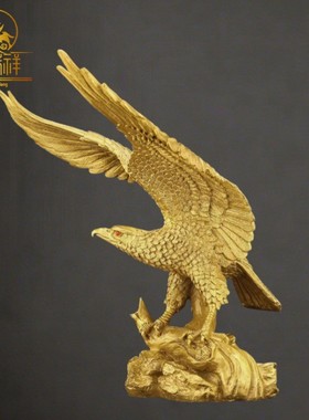 2026铜瑞祥纯铜大展宏图老鹰摆件大鹏展翅雄鹰客厅装饰品公司店铺