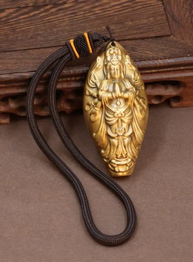 2026黄铜千手观音手把件 手工绳吊坠 汽车客厅卧室保健挂件 守护