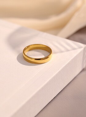 2026不掉色钛钢圈素戒指小众高级轻奢弧形情侣对戒个性指环女爆款