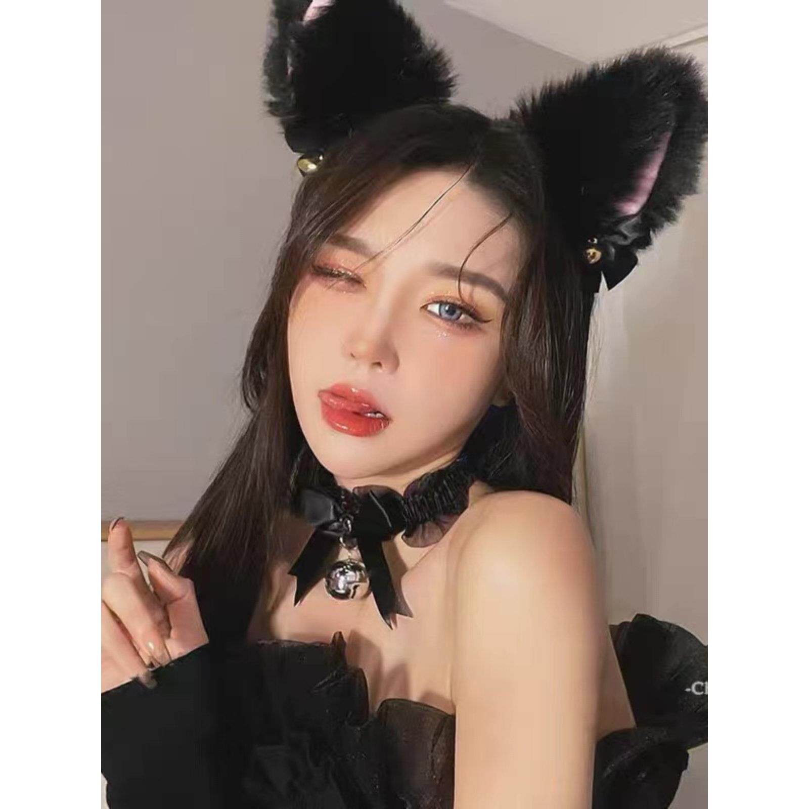 万圣节纯欲猫耳铃铛发箍