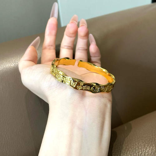 足金999新款Kitty猫萌趣卡通黄金手镯时尚精致百搭送女友礼物