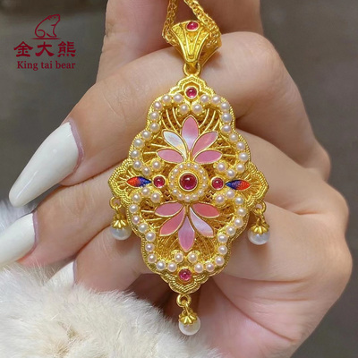 古法黄金吊坠足金999金大熊