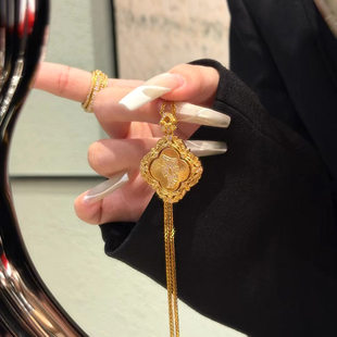 足金999马首勋章黄金吊坠生肖马旋转古法镶嵌挂坠时尚百搭送礼