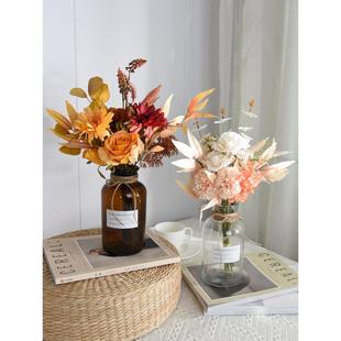 仿真秋意浓手扎花束套装玫瑰绣球装饰花束假花家居客厅餐桌花摆件