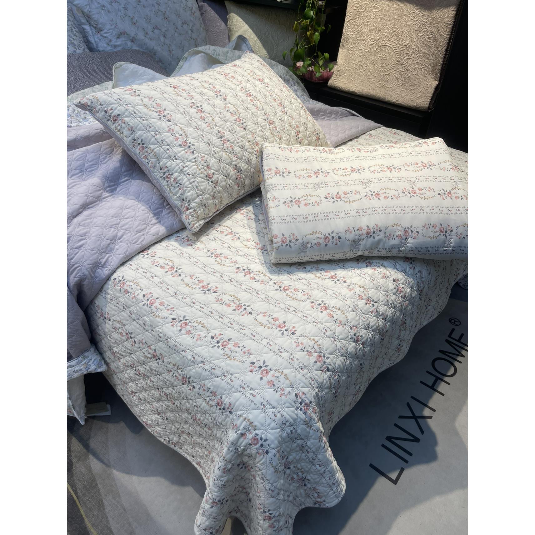 林夕法式碎花春夏系列60支天丝床盖三件套可搭配同款床盖