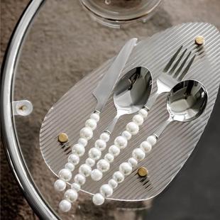态生活 ins珍珠手柄刀叉勺套装三件套家用牛排西餐不锈钢刀叉餐具