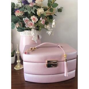 甜美珍珠粉首饰珠宝盒礼物盒戒指项炼儿童储物盒收纳盒箱结婚送礼