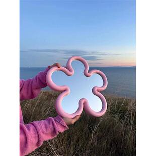 现代简约花形化妆镜浴室镜客厅异形镜网红拍照工作室花朵装饰镜子