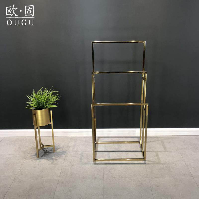 服装店围巾展示架高档钛金色丝巾架不锈钢定制披肩架子布料陈列架