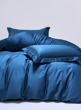 纯棉100支新疆长绒棉被套宝蓝色藏青深蓝全棉被罩袋2x2.3加大2.4m